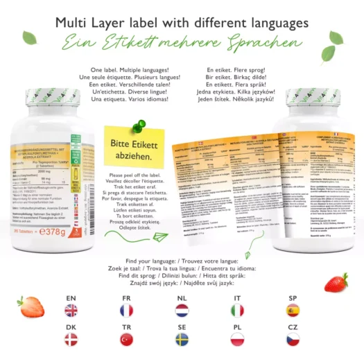 Vit4ever <br>MSM + Vitamina C 1000 mg - 365 comprimidos - Imagen 3