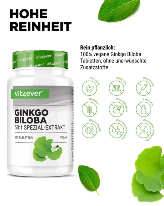 Vit4ever <br>Ginkgo Biloba 50:1 Extracto - 365 Comprimidos - Imagen 4