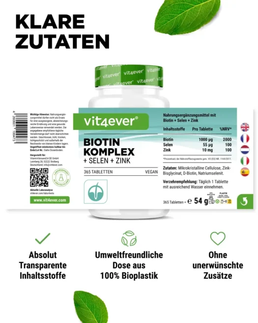 Vit4ever <br>Biotina + selenio + zinco - 365 compresse - immagine 2