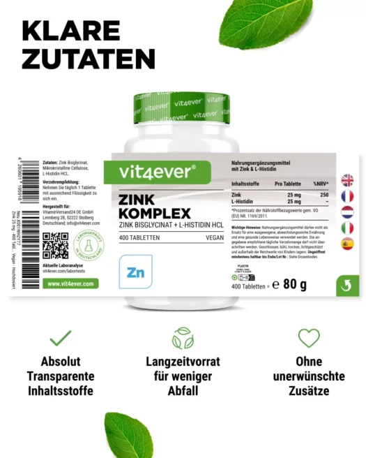 Vit4ever <br>Complejo de zinc - 400 comprimidos - Imagen 2