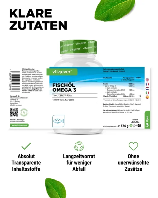 Vit4ever <br>Omega 3 - 420 Cápsulas - Imagen 2