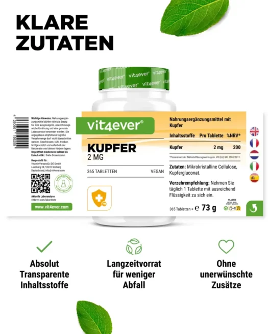 Vit4ever <br>Cobre - 365 comprimidos - Imagen 2