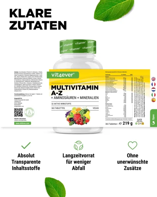 Vit4ever <br>Multivitamine A-Z - 365 tabletten - Afbeelding 3
