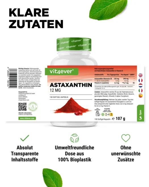 Vit4ever <br>Astaxantina - diferentes cantidades - Imagen 2