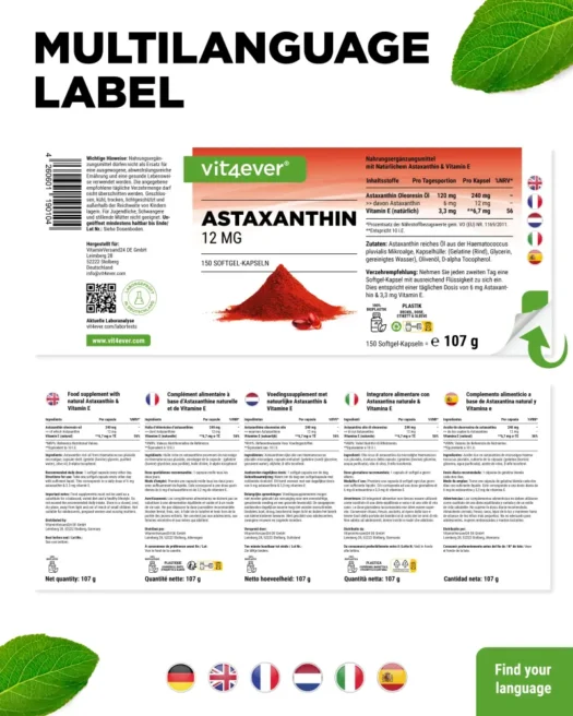Vit4ever <br>Astaxantina - diferentes cantidades - Imagen 3