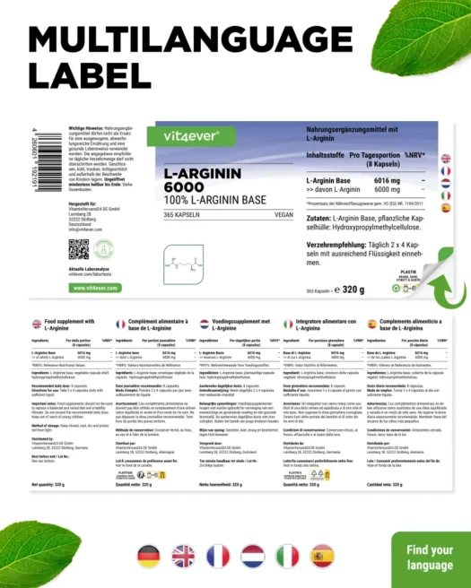 Vit4ever <br>L-Arginina Intenso - 365 capsule - immagine 3