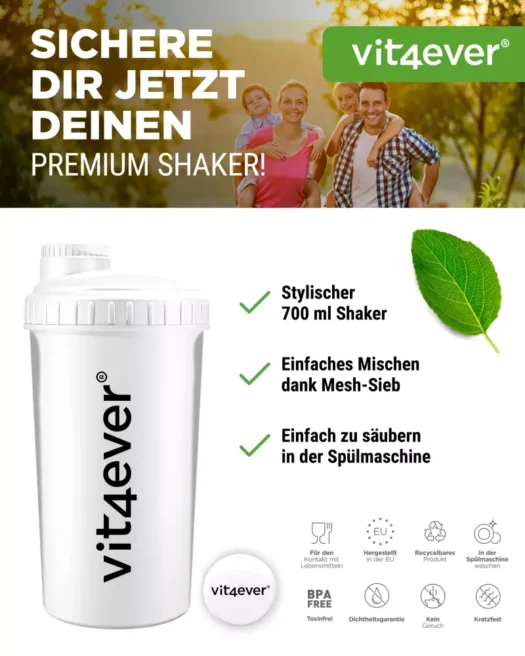 Vit4ever <br>Shaker wit - 600 ml - Afbeelding 2