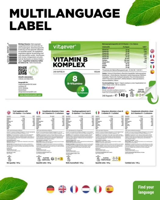 Vit4ever <br>Complejo vitamínico B Intenso - 240 cápsulas - Imagen 3