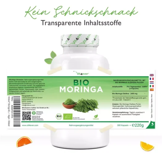 Vit4ever <br>Moringa ecológica - 300 cápsulas - Imagen 2
