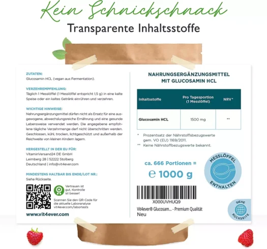 Vit4ever <br>Glucosamina HCL - 1000 g - Imagen 2