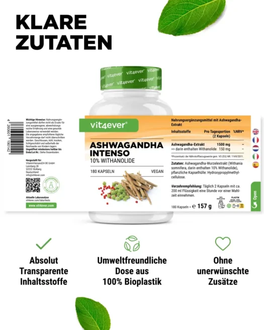 Vit4ever <br>Extracto de Ashwagandha Intenso - 180 cápsulas - Imagen 2