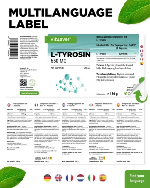 Vit4ever <br>L-tirosina - varie quantità - immagine 3