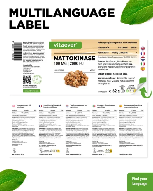 Vit4ever <br>Nattoquinasa - diferentes cantidades - Imagen 3