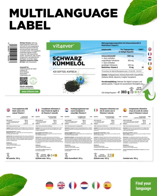Vit4ever <br>Aceite de comino negro - 420 cápsulas - Imagen 3