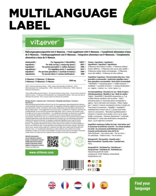 Vit4ever <br>D-Manosa - 250 g - Imagen 3