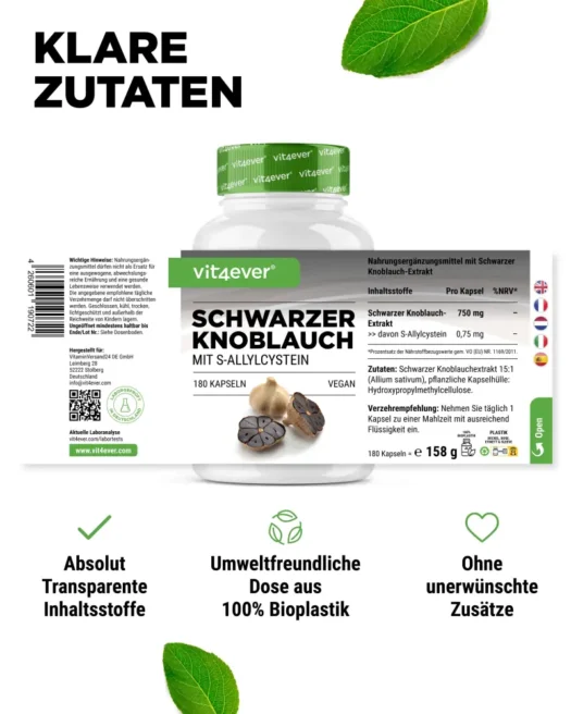 Vit4ever <br>Aglio nero - 180 capsule - immagine 2