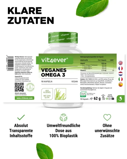 Vit4ever <br>Aceite vegano de algas Omega 3 - varias cantidades - Imagen 2