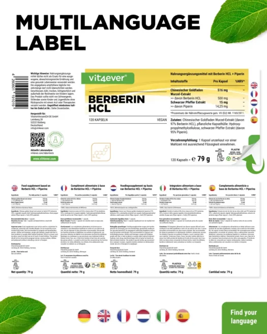 Vit4ever <br>Berberina HCL Intenso - 120 capsule - immagine 3