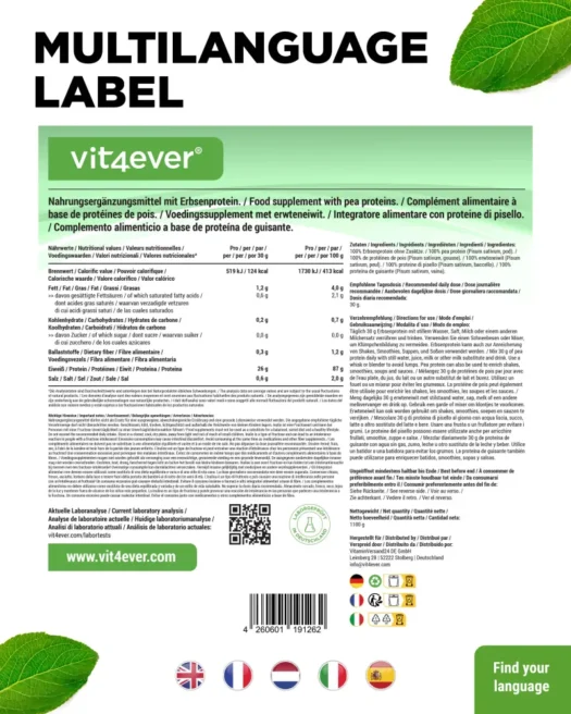 Vit4ever <br>Proteína de guisante - 1100 g - Imagen 3
