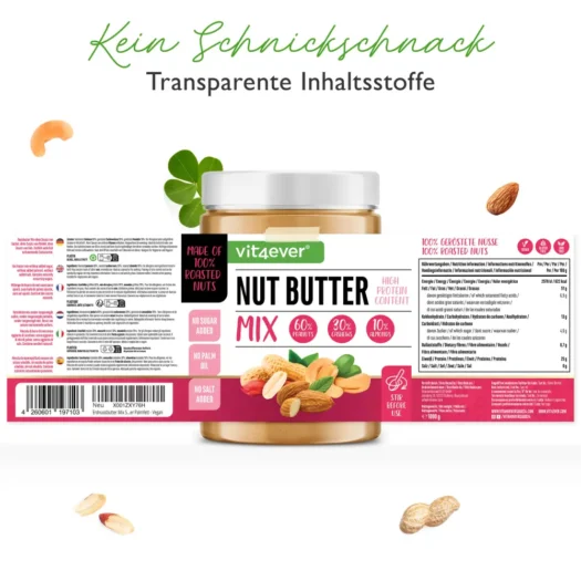 Vit4ever <br>Mieszanka masła orzechowego - orzechy ziemne + nerkowca + migdały - 1000 g - obrazek 3