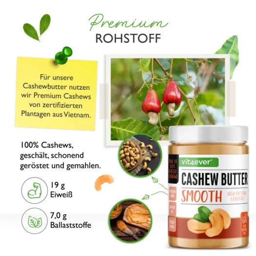 Vit4ever <br>Masło z orzechów nerkowca Smooth - 1000 g - obrazek 2