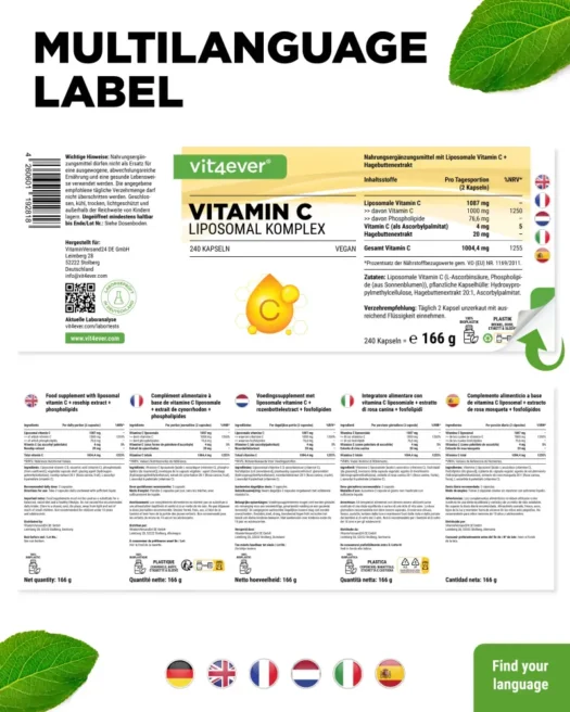 Vit4ever <br>Complejo liposomal de vitamina C - 240 cápsulas - Imagen 3
