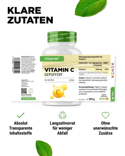 Vit4ever <br>Vitamina C tamponata - 365 capsule - immagine 2