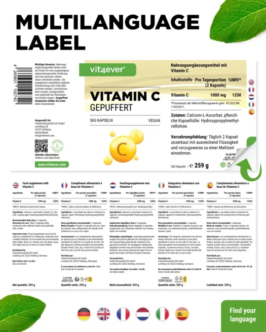 Vit4ever <br>Vitamina C tamponata - 365 capsule - immagine 3