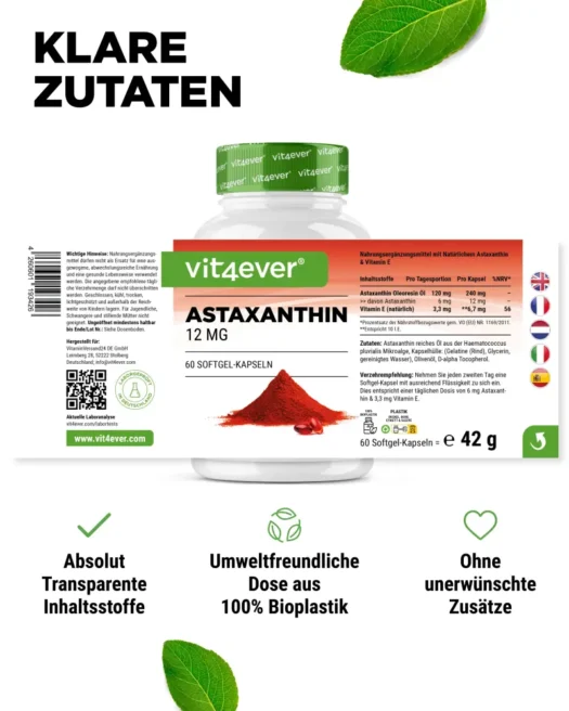 Vit4ever <br>Astaxanthin - 60 Kapseln – Bild 2