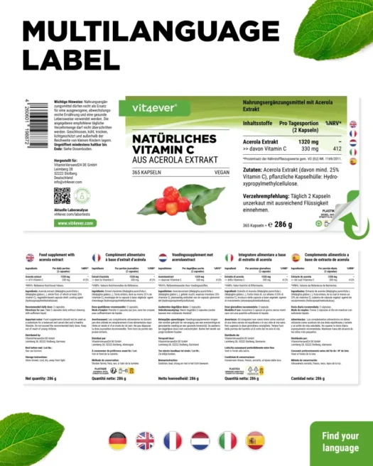 Vit4ever <br>Extracto de acerola con un 25% de vitamina C - diversas cantidades - Imagen 3
