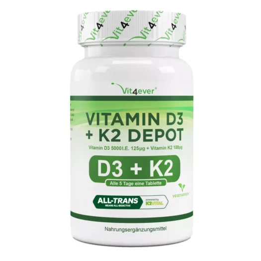 Vit4ever <br>Vitamin D3 5000 I.E. + K2 - 240 Tabletten