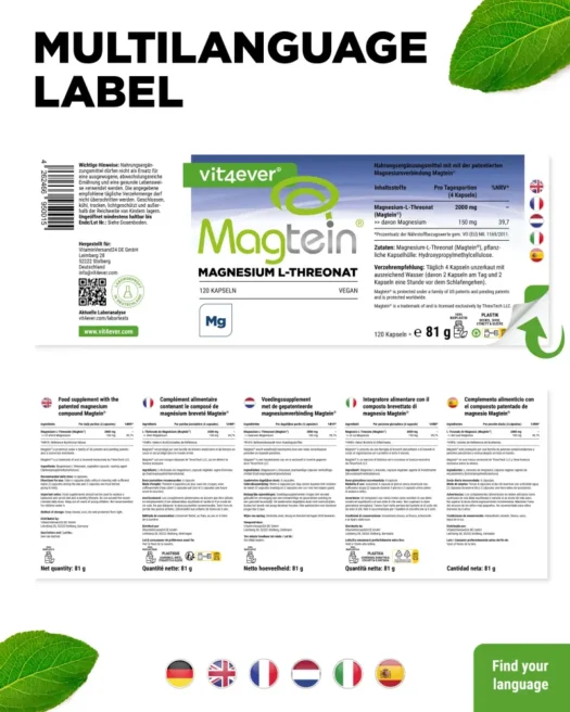 Vit4ever <br>Magtein® Magnesio L-treonato - 120 cápsulas - Imagen 3