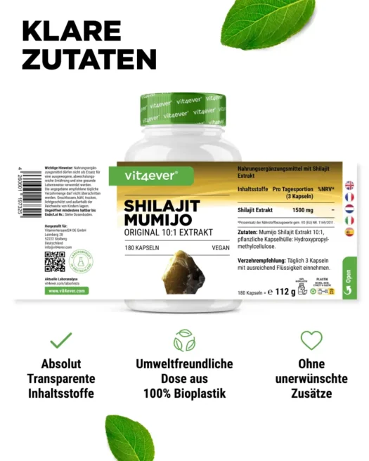 Vit4ever <br>Shilajit Mumijo - 180 cápsulas - Imagen 2