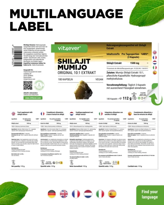 Vit4ever <br>Shilajit Mumijo - 180 cápsulas - Imagen 3