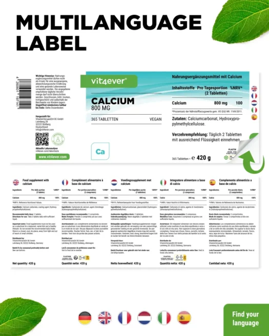 Vit4ever <br>Calcium - 365 Tabletten – Bild 3