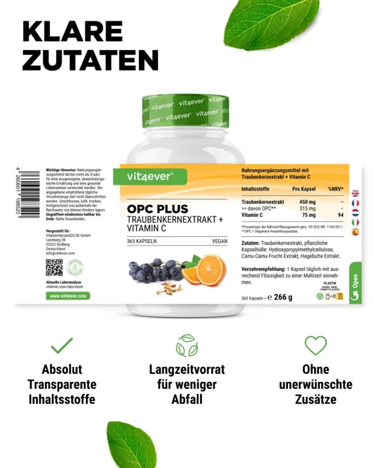 Vit4ever <br>OPC + Witamina C - 365 kapsułek - obrazek 2