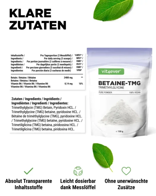 Vit4ever <br>Betaïne poeder - 150 g - Afbeelding 2