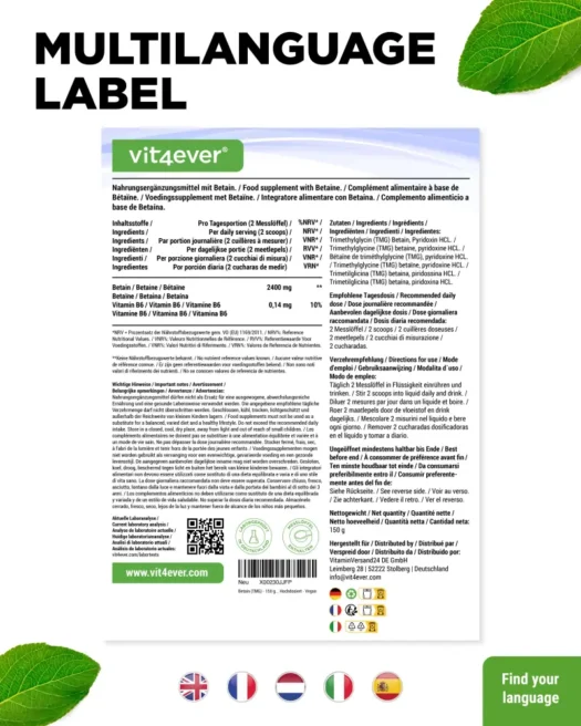 Vit4ever <br>Betaïne poeder - 150 g - Afbeelding 3