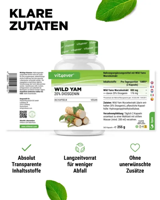 Vit4ever <br>Wild Yam - 365 Kapseln – Bild 2