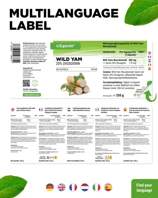 Vit4ever <br>Wild Yam - 365 Kapseln – Bild 3