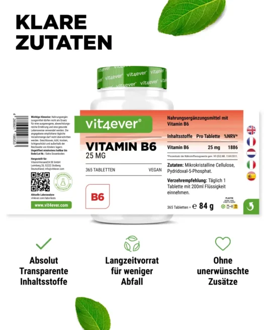 Vit4ever <br>Vitamine B6 - 365 Comprimés – Image 2