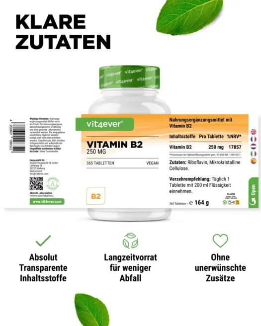 Vit4ever <br>Witamina B2 - 365 tabletek - obrazek 2