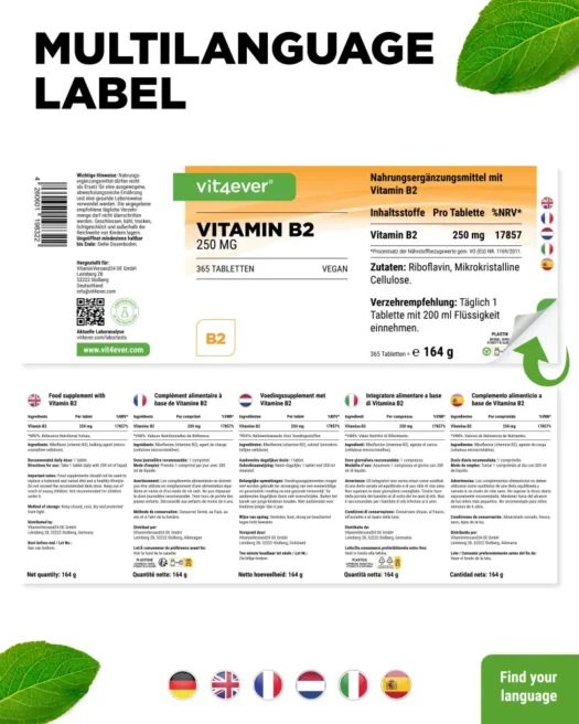 Vit4ever <br>Witamina B2 - 365 tabletek - obrazek 3