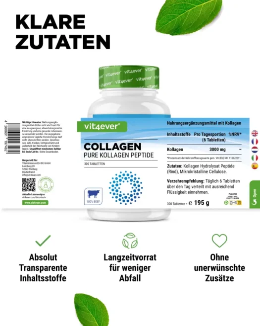 Vit4ever <br>Peptidi di collagene - 300 compresse - immagine 2