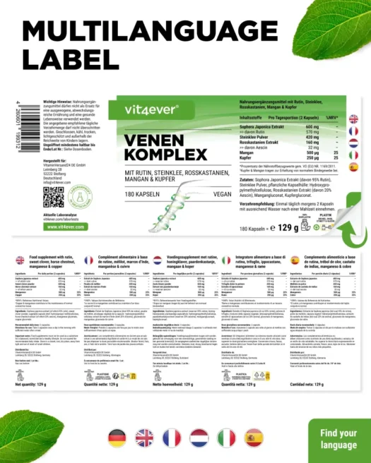 Vit4ever <br>Complexe veineux - 180 gélules – Image 3