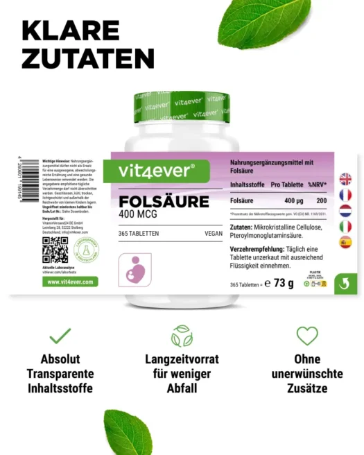 Vit4ever <br>Folic acid - 365 tablets - Image 2