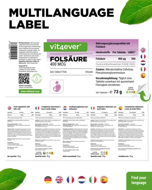 Vit4ever <br>Folic acid - 365 tablets - Image 3