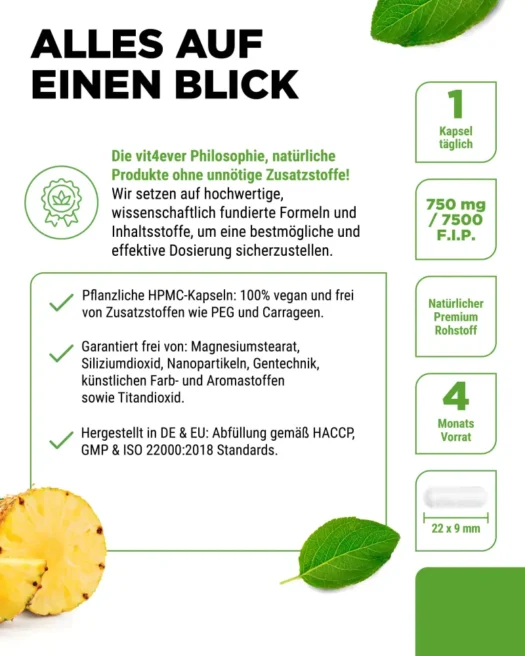 Vit4ever <br>Bromelain Intenso 7500 F.I.P - 120 Kapseln – Bild 5