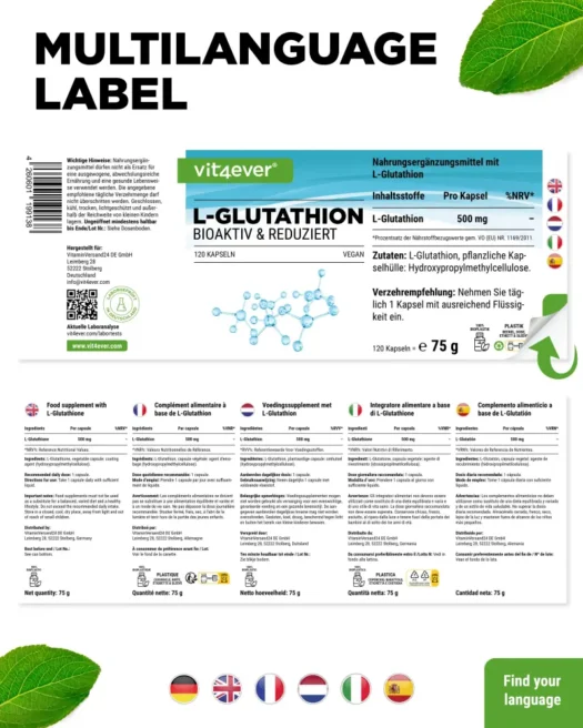 Vit4ever <br>L-Glutatione - 120 capsule - immagine 3