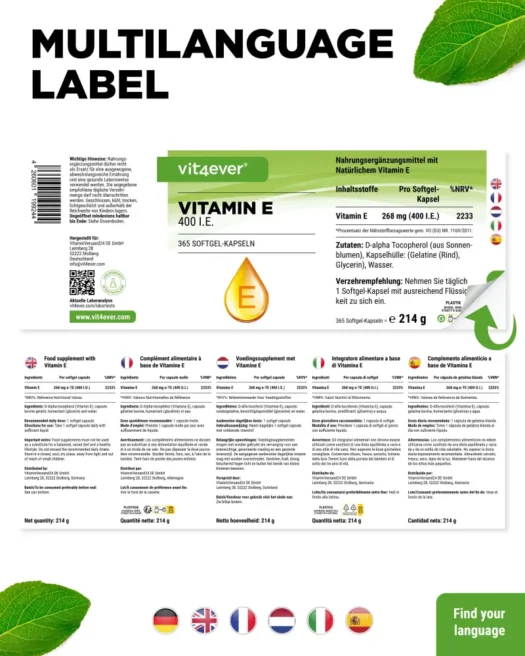 Vit4ever <br>Vitamin E 400 I.U. - 365 capsules - Image 3
